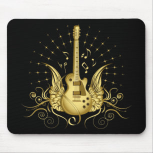 Guld- bevingad gitarr musmatta