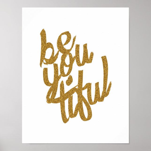 Guld 'Beyoutiful' typografisk Poster (Framsidan)