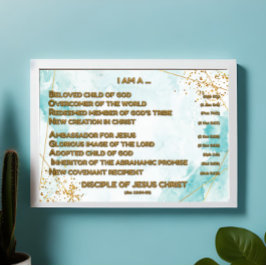 Guld bibliska bekräftelser Acrostic w_Scripture 1 Poster