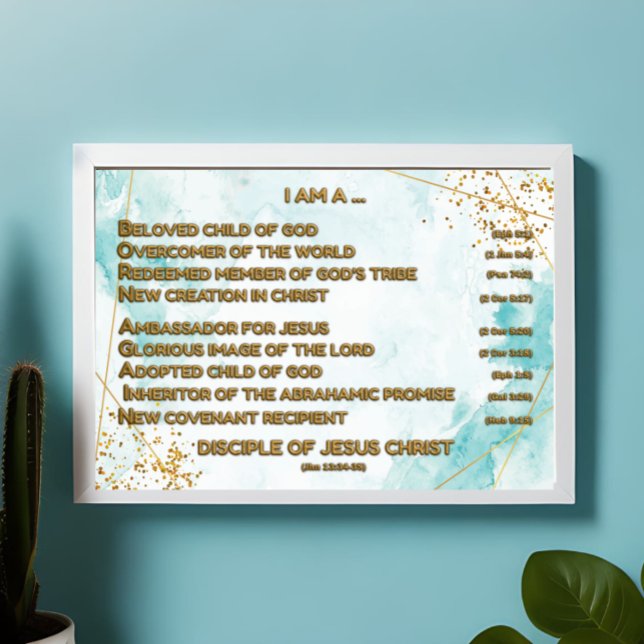Guld bibliska bekräftelser Acrostic w_Scripture 1 Poster (Skapare uppladdad)