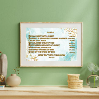 Guld bibliska bekräftelser Acrostic w_Scripture 3 Poster