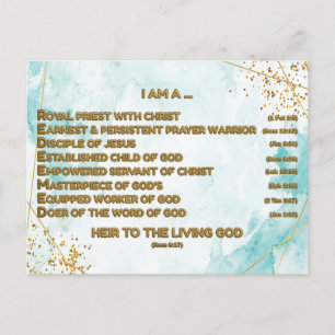 Guld bibliska bekräftelser Acrostic w_Scripture 3 Vykort