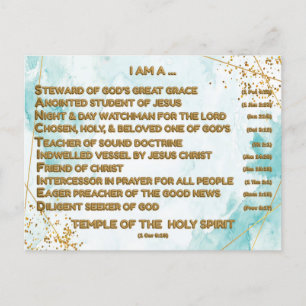 Guld bibliska bekräftelser Acrostic w_Scripture 4 Vykort