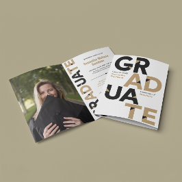 Guld Big Bold Vinkel-cut Brev Studenten Inbjudan