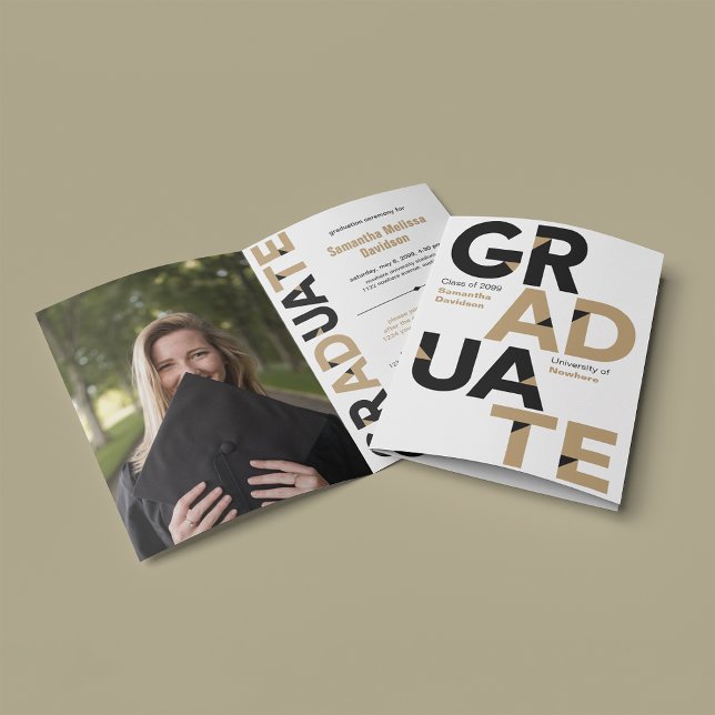 Guld Big Bold Vinkel-cut Brev Studenten Inbjudan (Skapare uppladdad)