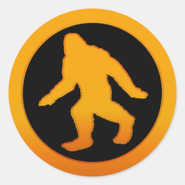 Guld Bigfoot Runt Klistermärke (Framsida)
