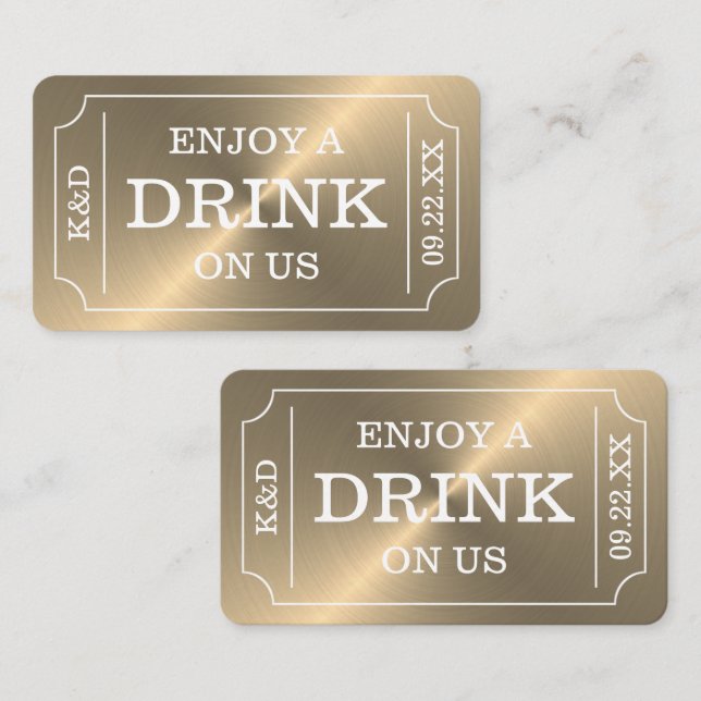Guld Biljett Stil "Njut av en drink på oss" Tilläggskort (Fram/baksida)