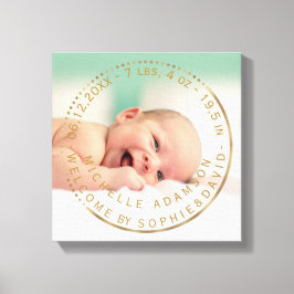 Guld Birth Notice KeepsakGemstone Photo Canvastryck