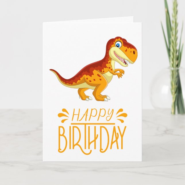Guld Birthday Dinosaur Kort (Framsida)