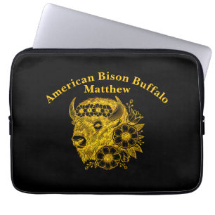 Guld Bison adorated with Flowers and Foliage Laptop Fodral