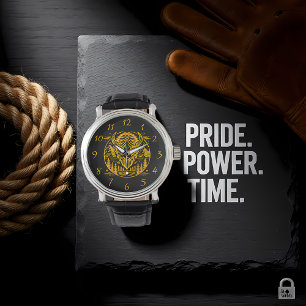 Guld Bison Amibergen och Träd Armbandsur