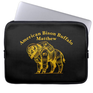 Guld Bison i Astronaut Kostym Exploring Space Laptop Fodral