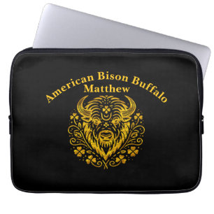 Guld Bison Med Blommig Design Laptop Fodral