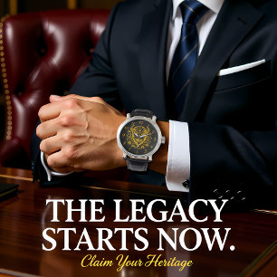 Guld Bison med Blommigt design Armbandsur