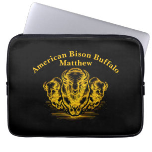 Guld Bison Stampede i en vild prärielandskap Laptop Fodral