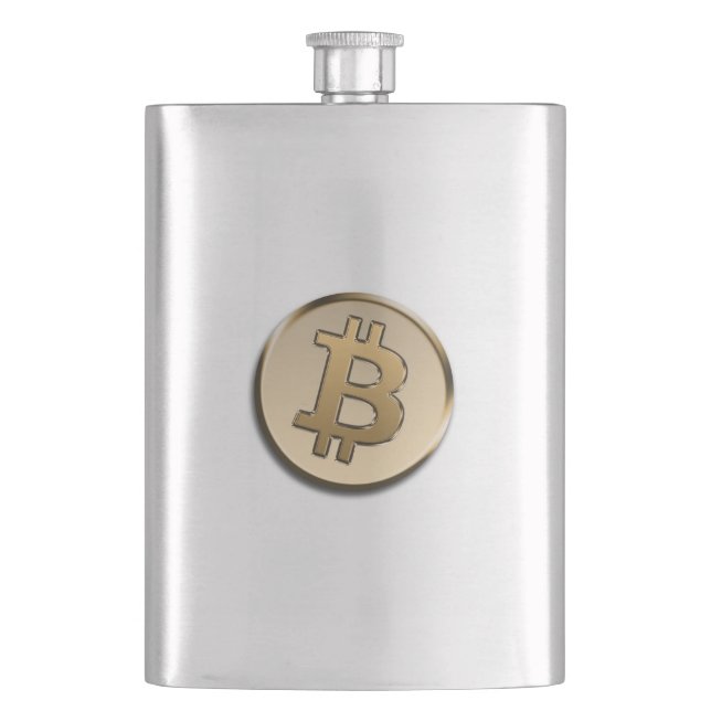 Guld Bitcoin Classic Flask Fickplunta (Framsidan)