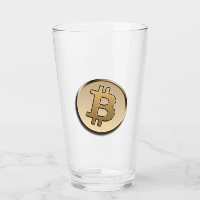 Guld Bitcoin Glas Cup (Framsida)