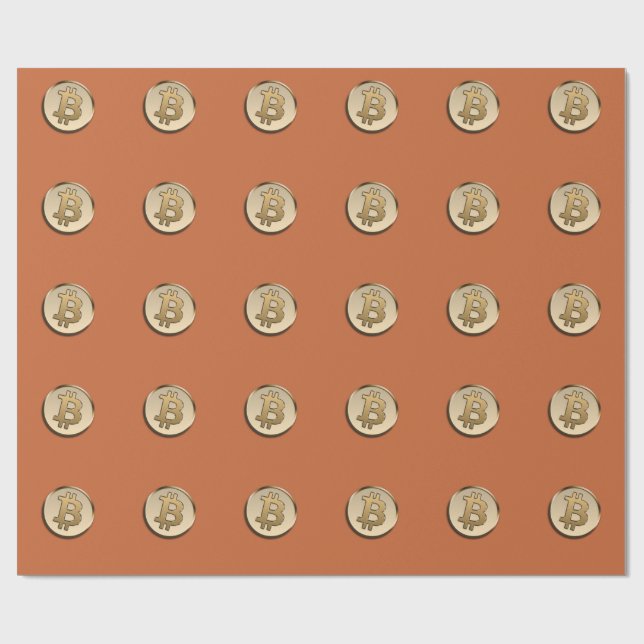 Guld Bitcoin Inpackningspapper Presentpapper (Platt)