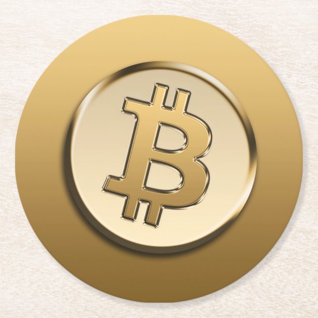 Guld Bitcoin Pappersunderlägg - rund Underlägg Papper Rund (Framsidan)