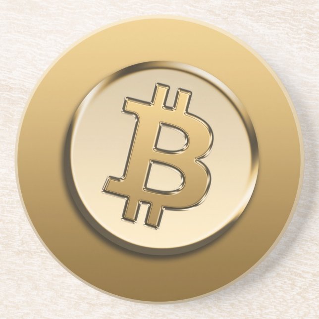 Guld Bitcoin Sandsten Underlägg (Framsidan)