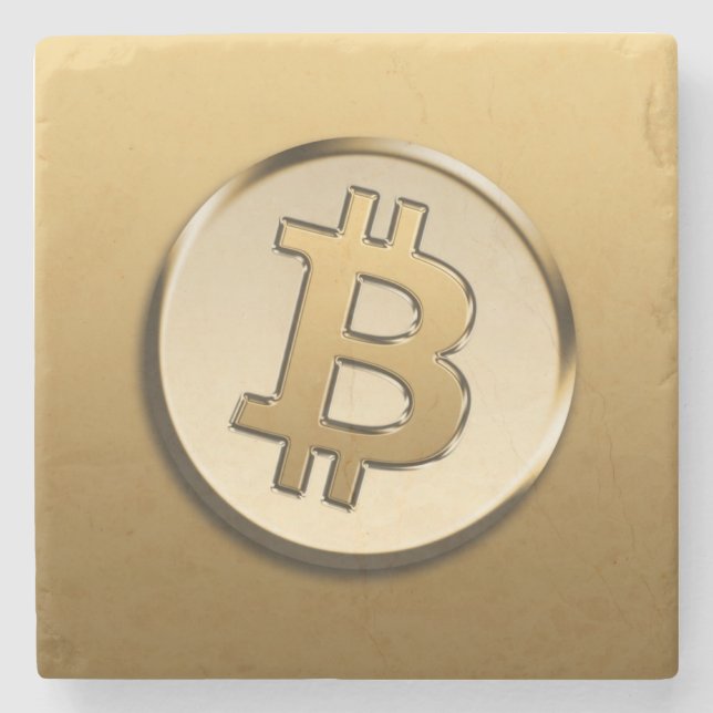Guld Bitcoin Sten Underlägg (Framsidan)