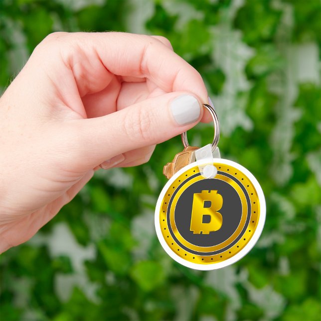 Guld Bitcoin-symbol Digital valuta Nyckelring (Skapare uppladdad)