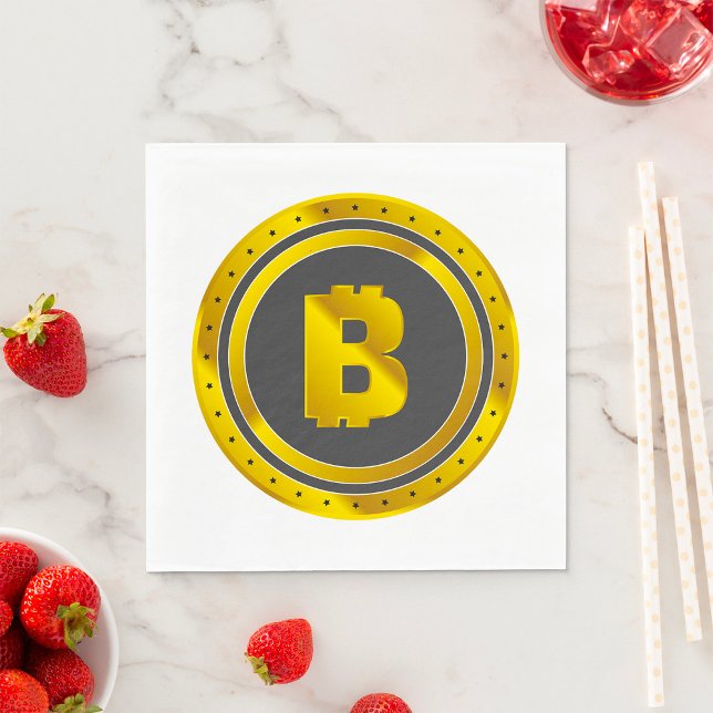 Guld Bitcoin-symbol Digital valuta Pappersservett (Skapare uppladdad)