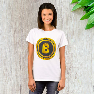 Guld Bitcoin Symbol Digital Valuta T Shirt