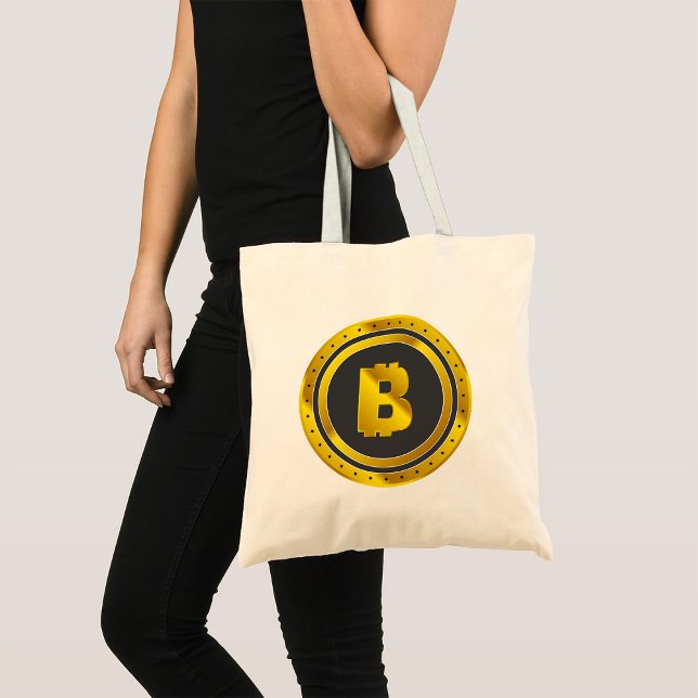 Guld Bitcoin-symbol Digital valuta Tygkasse (Skapare uppladdad)