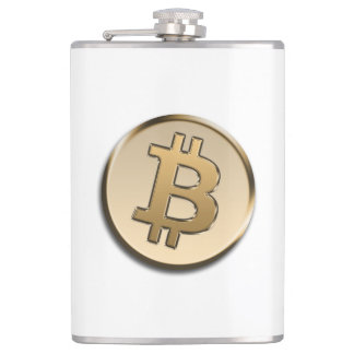 Guld Bitcoin Vinyl Omslagen Flaska Fickplunta