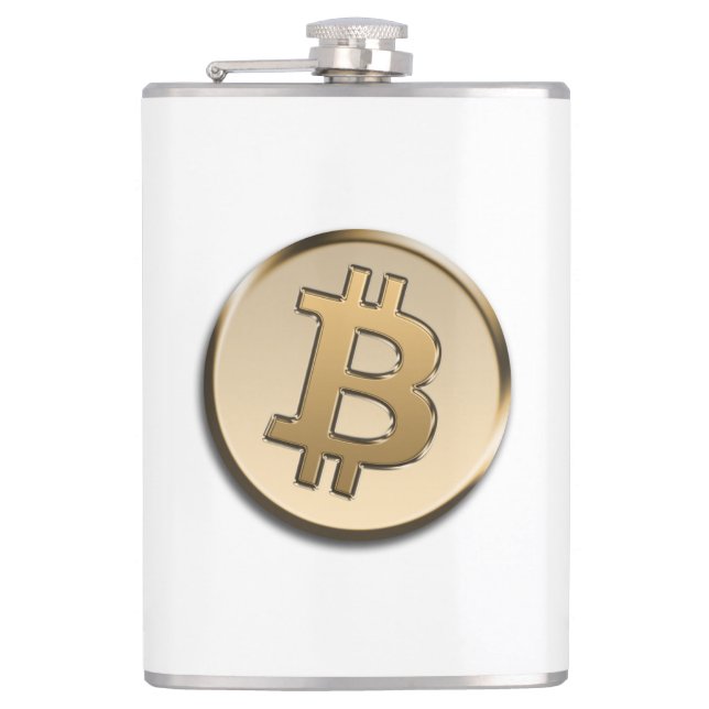 Guld Bitcoin Vinyl Omslagen Flaska Fickplunta (Framsidan)