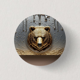 Guld Björn Relief Med Metall Dropp Effekt 🐻 Knapp