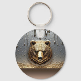 Guld Björn Relief Med Metall Dropp Effekt 🐻 Nyckelring