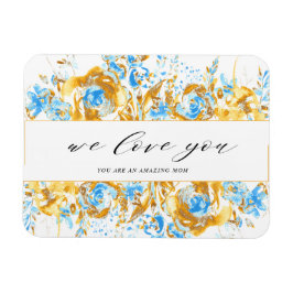 guld blå blommigt lycklig mors dag  magnet