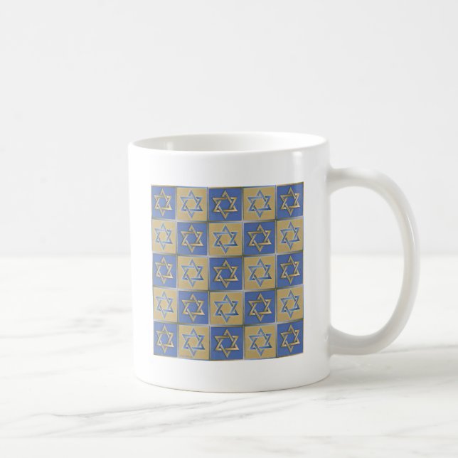 Guld Blå Davidsstjärna Konstpaneler Kaffemugg (Höger)
