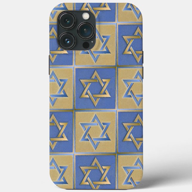 Guld Blå Davidstjärna Konstpaneler Case-Mate iPhon (Baksida)