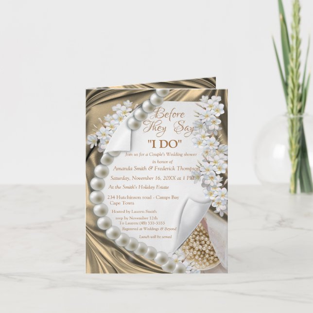 Guld,Blå, Elfenbenskusten, Grönt Silke och pärlor Inbjudan (Framsida)