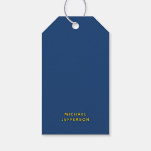 Guld & Blå Färg Minimalistisk Enkel Modern Namn Presentetikett