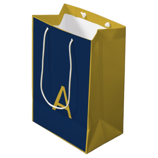 Guld & Blå Färg Monogram Professionell Initial  (Framsidan Vinklad)