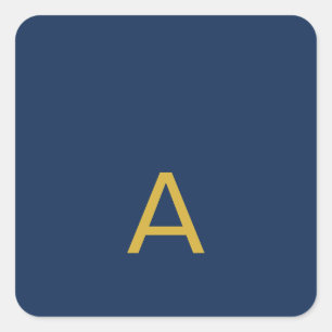 Guld & Blå Färg Monogram Professionell Initial Fyrkantigt Klistermärke