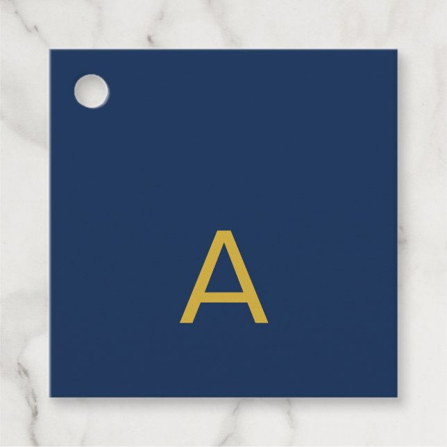 Guld & Blå Färg Monogram Professionell Initial  Gåvor Etiketter (Framsida)