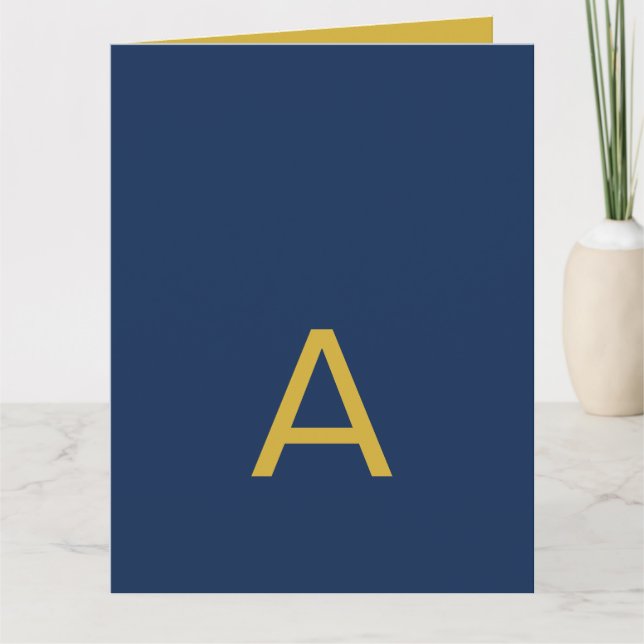 Guld & Blå Färg Monogram Professionell Initial  Kort (Framsida)