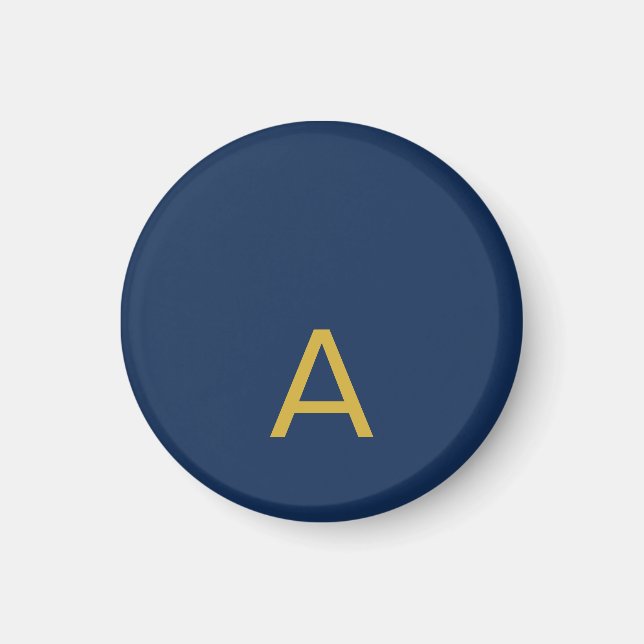 Guld & Blå Färg Monogram Professionell Initial  Magnet (Framsidan)