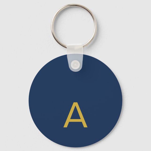 Guld & Blå Färg Monogram Professionell Initial  Nyckelring (Framsida)