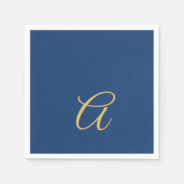 Guld & Blå Färg Monogram Professionell Initial Pappersservett (Framsidan)
