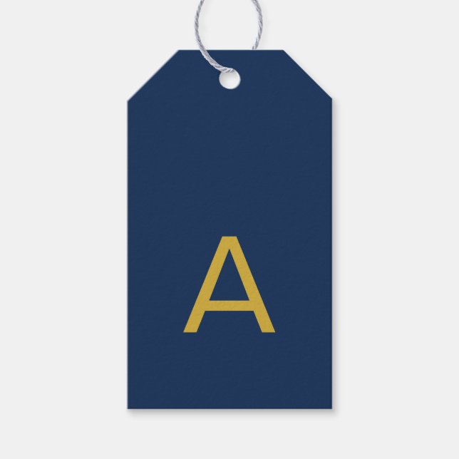 Guld & Blå Färg Monogram Professionell Initial  Presentetikett (Framsidan)