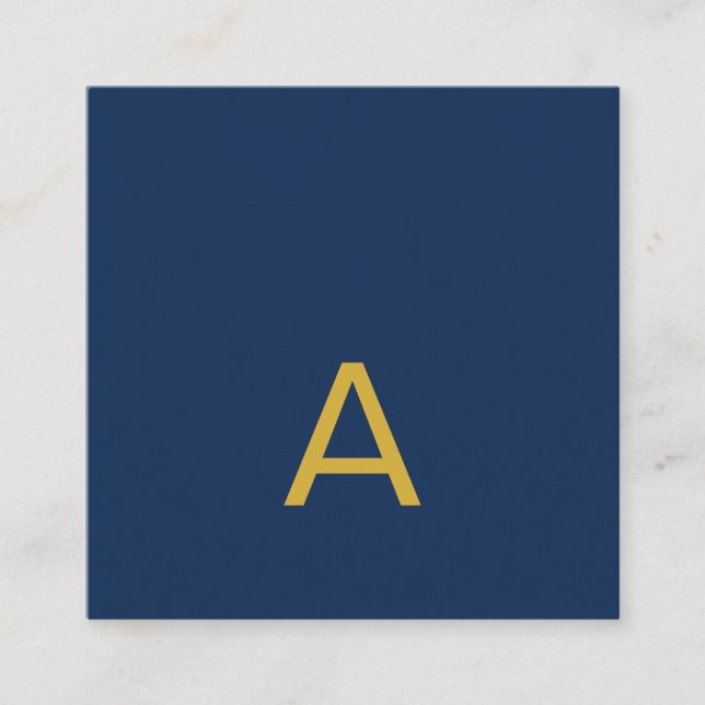 Guld & Blå Färg Monogram Professionell Initial  Tilläggskort (Framsida)