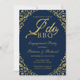Guld Blå Jag Gör BBQ Förlovningsfest Inbjudan