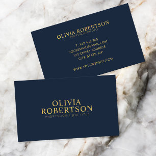 Guld - blå modern, minimalistisk Professionell Visitkort