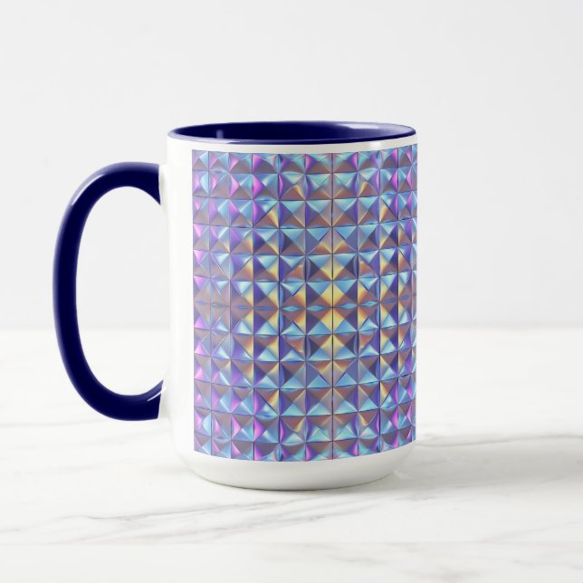 Guld, Blå och Lila Iridescent Geometrisk 2 Mugg (Vänster)